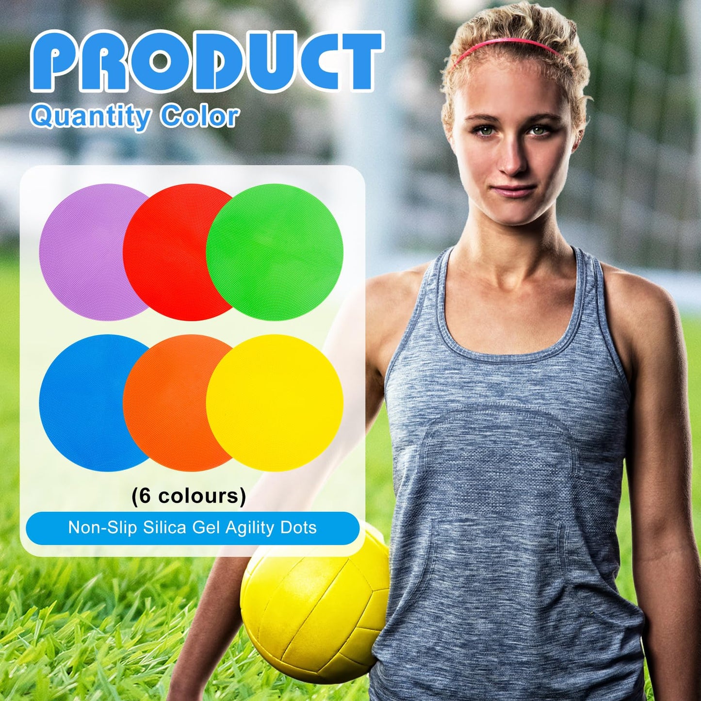 WildTracks 9 inch Spot Markers Flat Field Cones, Non Slip Rubber Agility Markers Flat Field Cones for Soccer Basketball Sports Speed Agility Training （18 pcs）
