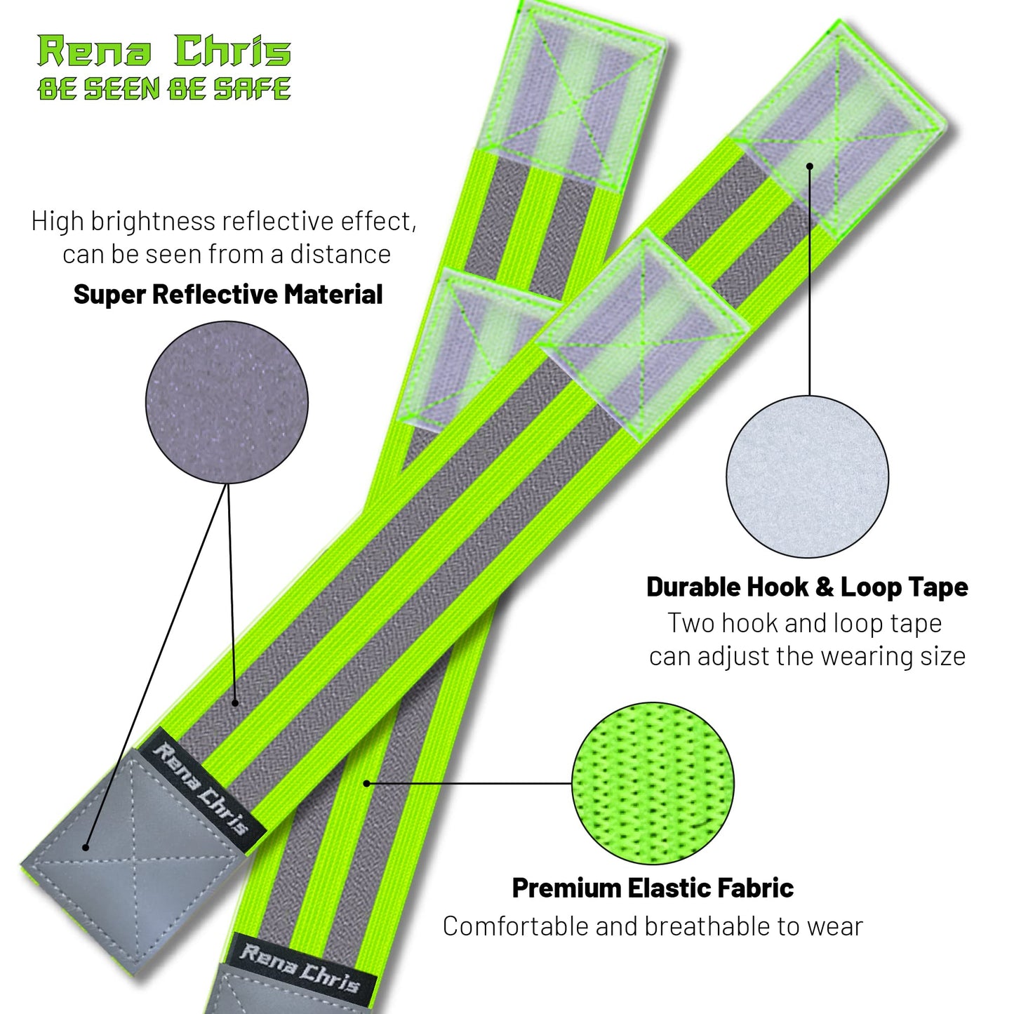 Rena Chris Reflective Running Gear, Reflective Sash, Night Dog Walking Safety Gear, High Visibility Reflective Safety Running Belts for Women, Night Jogging Safety Gear Reflective Belt and Armband
