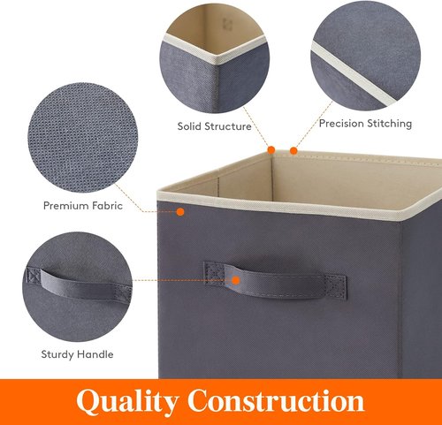Lifewit Storage Cubes - Foldable Fabric Baskets for Home Organization | 13-Inch Gray, 6-Pack