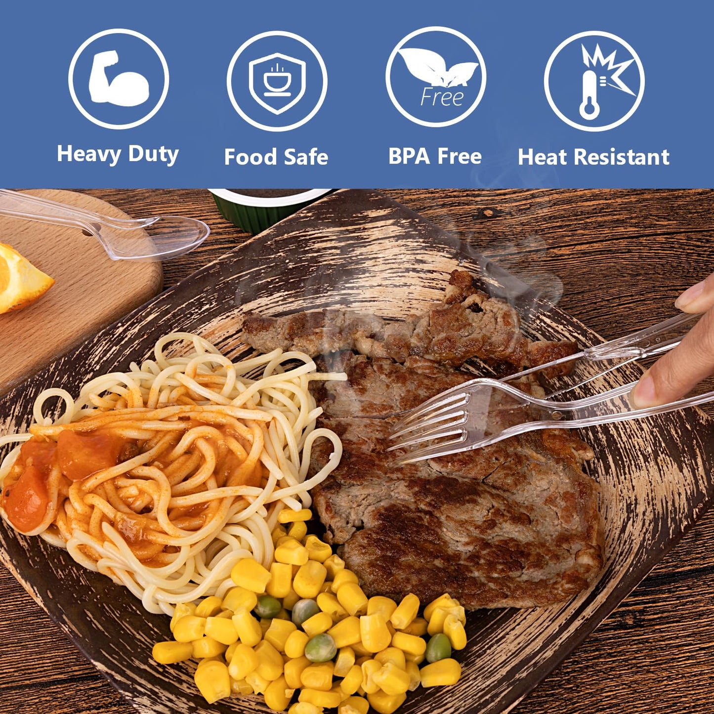 SACATR 1000 Count Plastic Forks Heavy Duty, Plastic Silverware Clear Forks, Premium Disposable Forks Bulk, BPA-Free, Heat Resistant, Suitable for Parties, Events and Everyday Use
