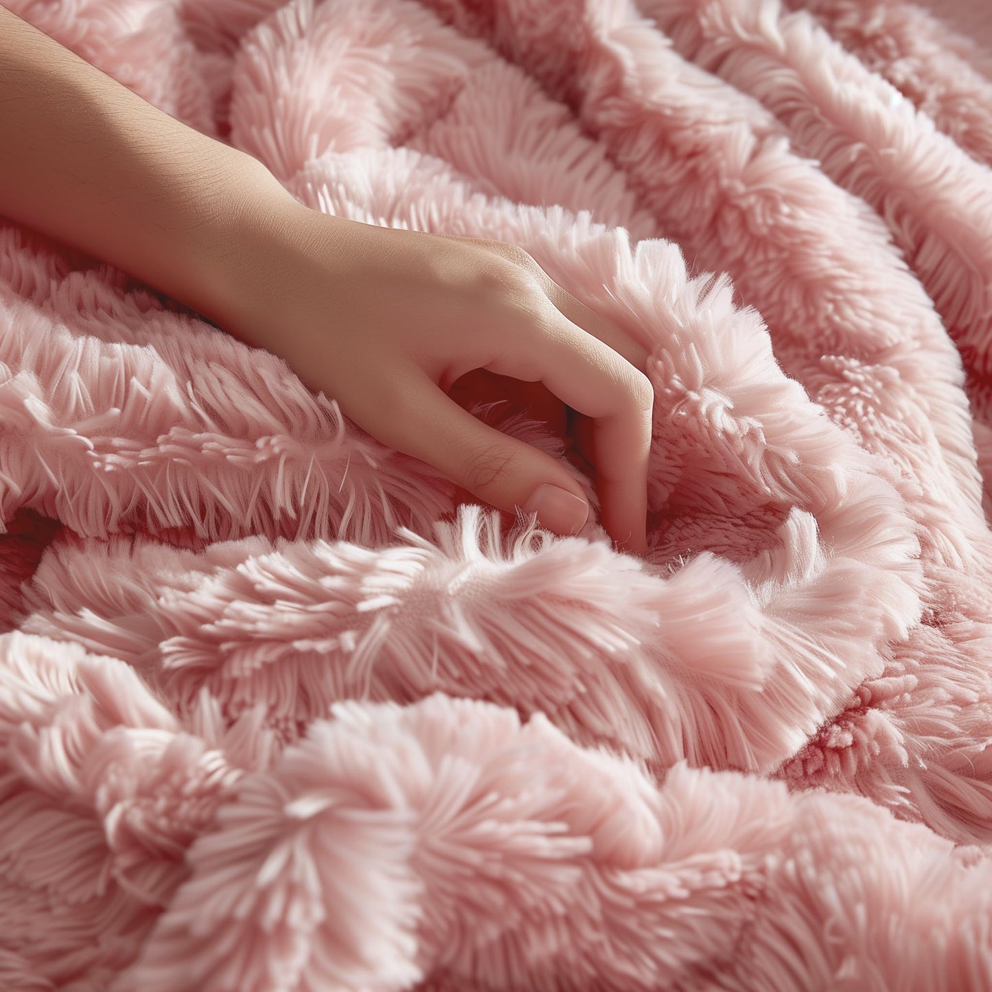 Hyde Lane Blush Pink Throw Blanket for Couch Sofa, Reversible Ultra Soft Faux Fur Fluffy Fuzzy Throw Blankets - 60x80 Rose Gold