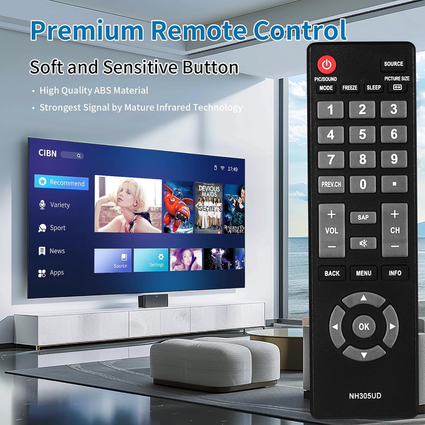 Auilzlz NH305UD Universal TV Remote Control for All Emerson TVs
