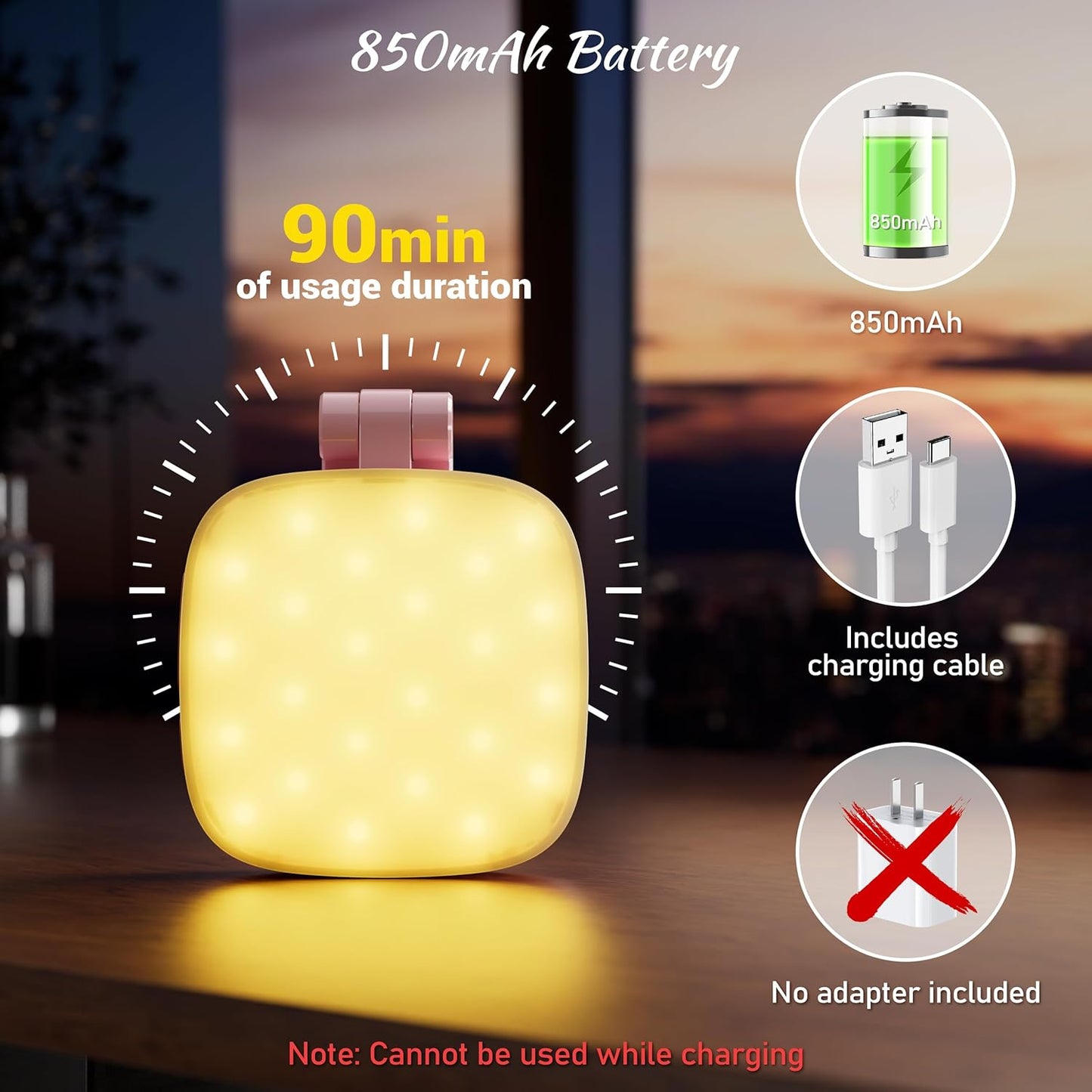 cocobeen 5 Magnetic Selfie Light for Phone: Led Mode with Mirror Compatible for iPhone & Android - Rechargeable