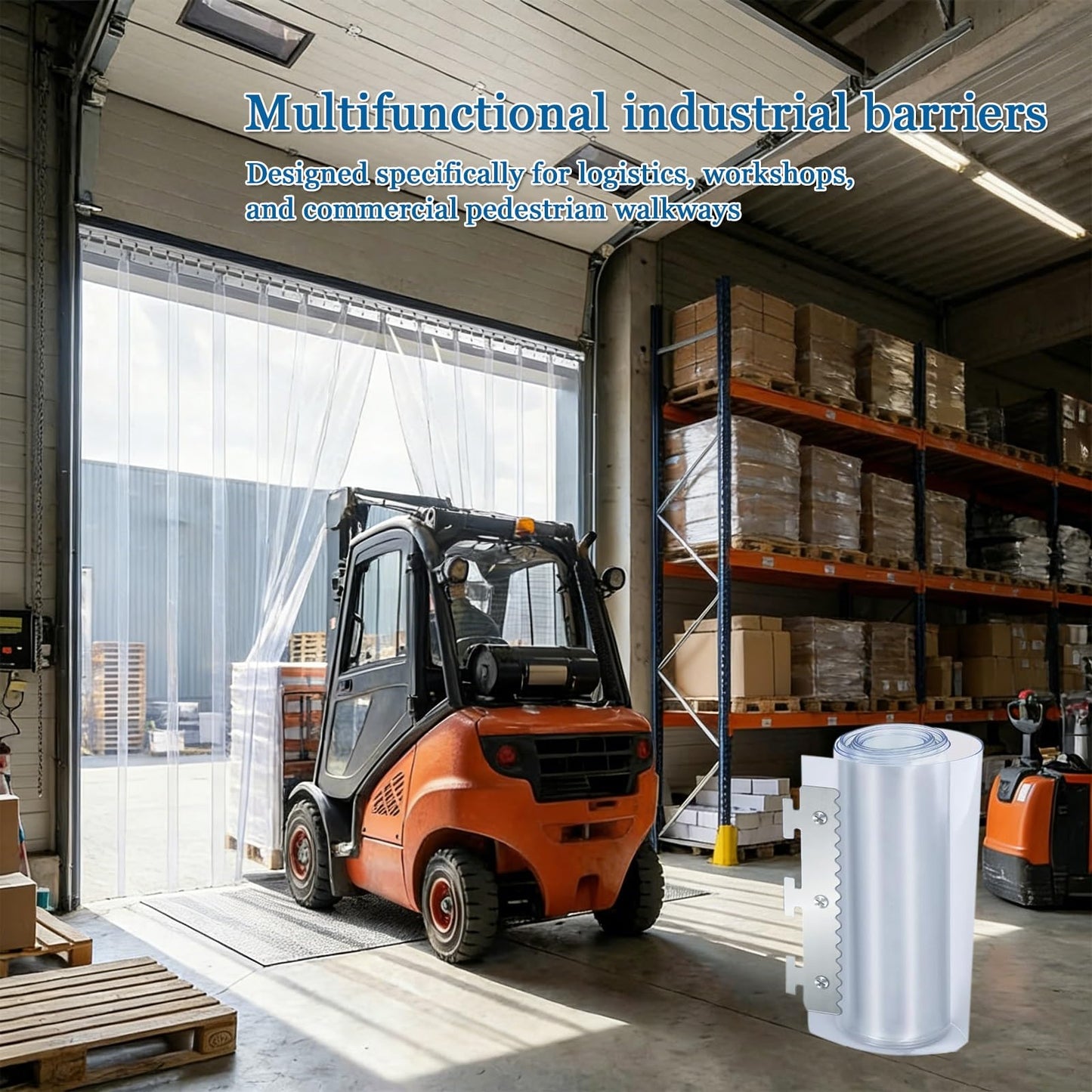 SHINGJING Heavy Duty Clear PVC Strip Curtain Door Kit，1.7mm Thick Plastic Vinyl Strips for Industrial Freezer Room, Walk in Cooler, Garage, Warehouse(W225xH250cm/W88.58xH98.43in)