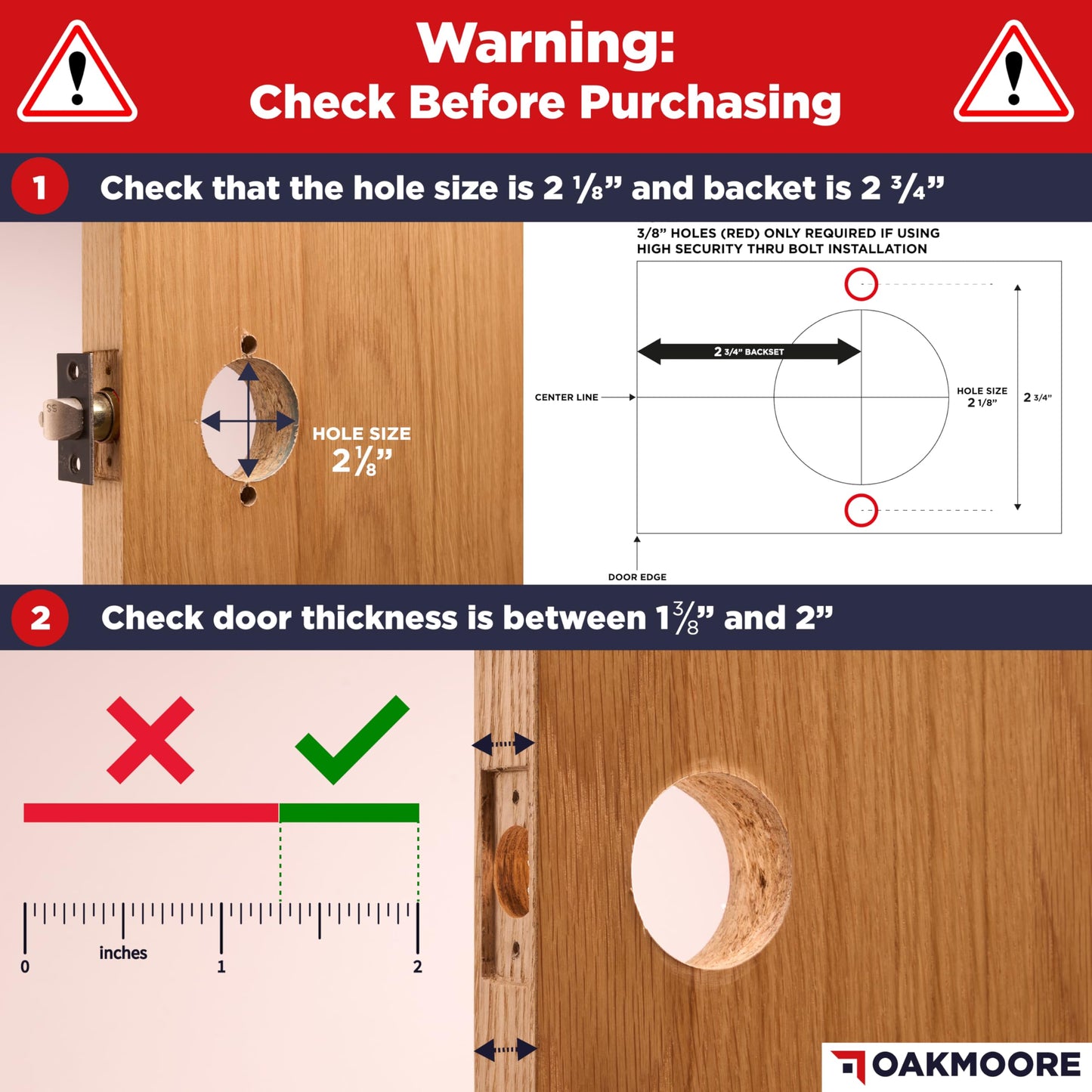 OAKMOORE Commercial Door Handle Black - Grade 2 Lockset - Door Lever Schools Offices Industrial UL CUL & ADA – ANSI A156.2 (Storeroom (Auto Locking, Need Key))