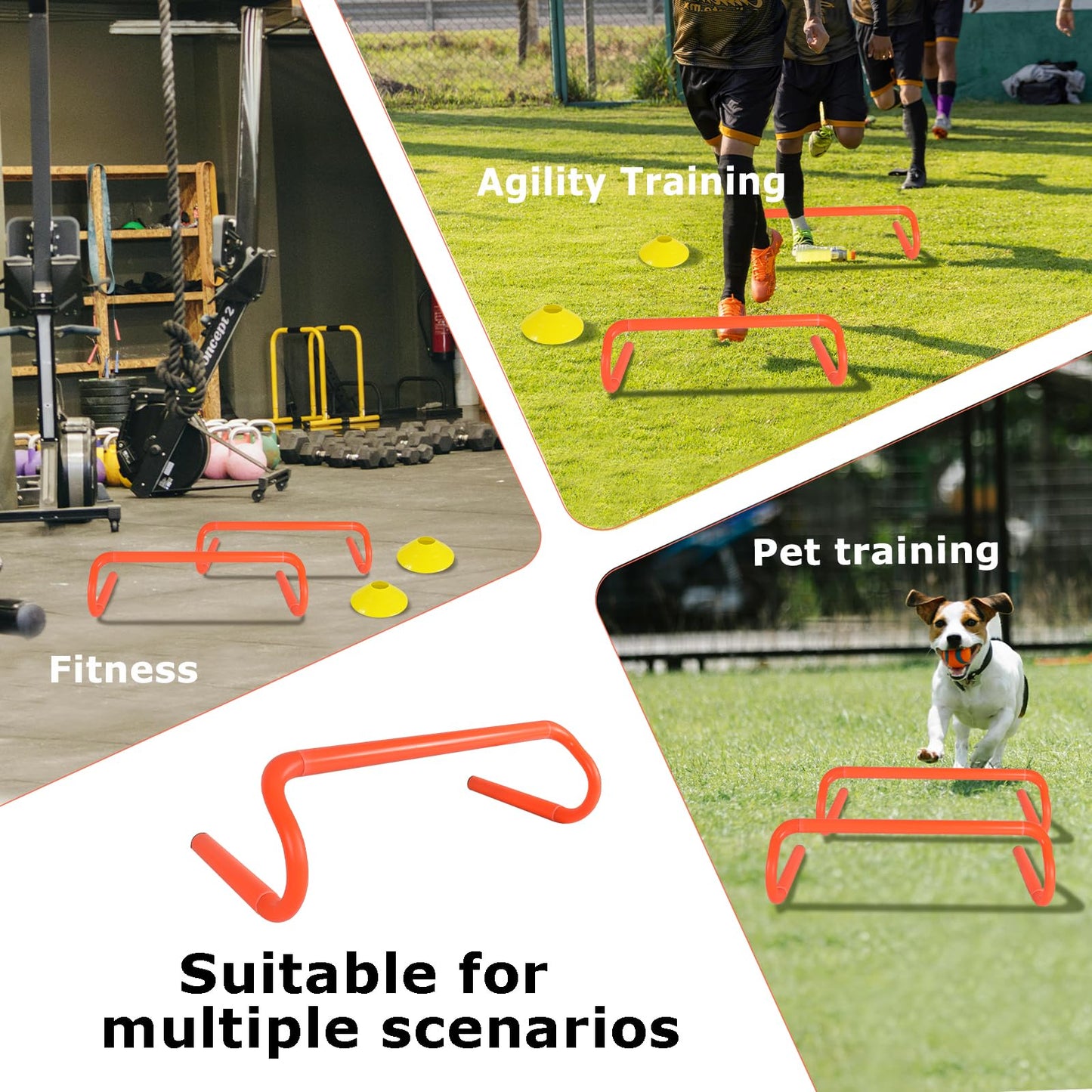 ASENVER Agility Hurdles Detachable Speed Hurdles Spliced Agility Training Equipment for Soccer, Basketball and Track Drills (Pack of 10, 6 in)