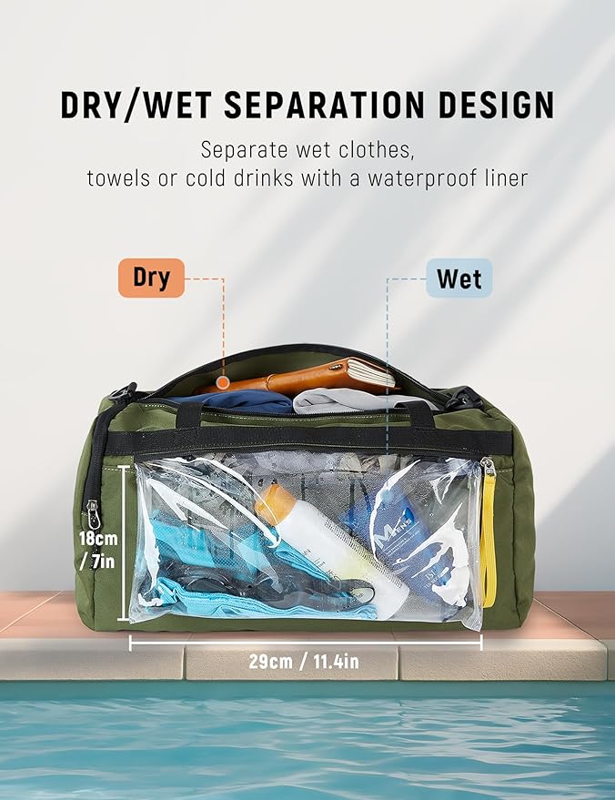 SKYSPER 30L Gym Duffel - Sports Bag Small with Wet Pocket for Sport, Travel, Fitness & Workout Men Women(Armygreen)
