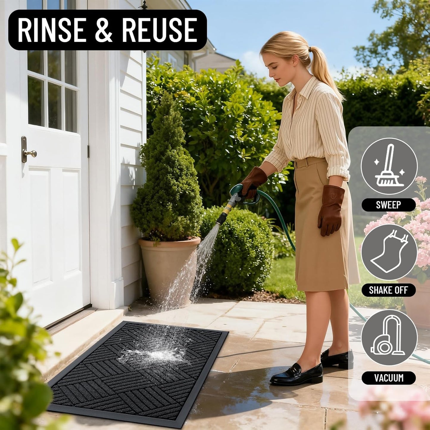 OLANLY Heavy-Duty Front Door Mat | Absorbent Non-Slip Rubber Doormat 29.5x17 - Black Diamond Design
