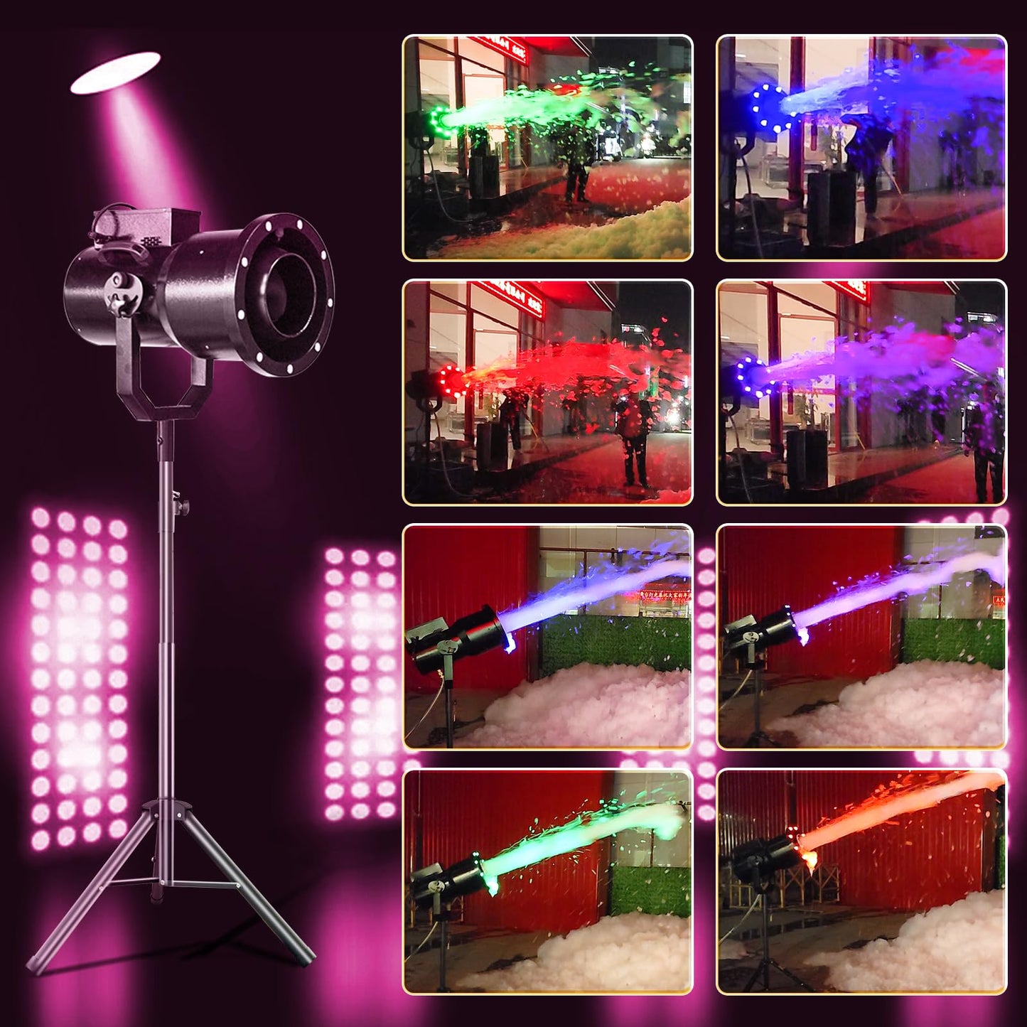 Foam Machine for Party whit 9 LED Lights, Party Foam Machine with Water Tank, Foam Cannon for Garden, Pool, Indoor, Birthdays, Celebrations, and Backyard Events