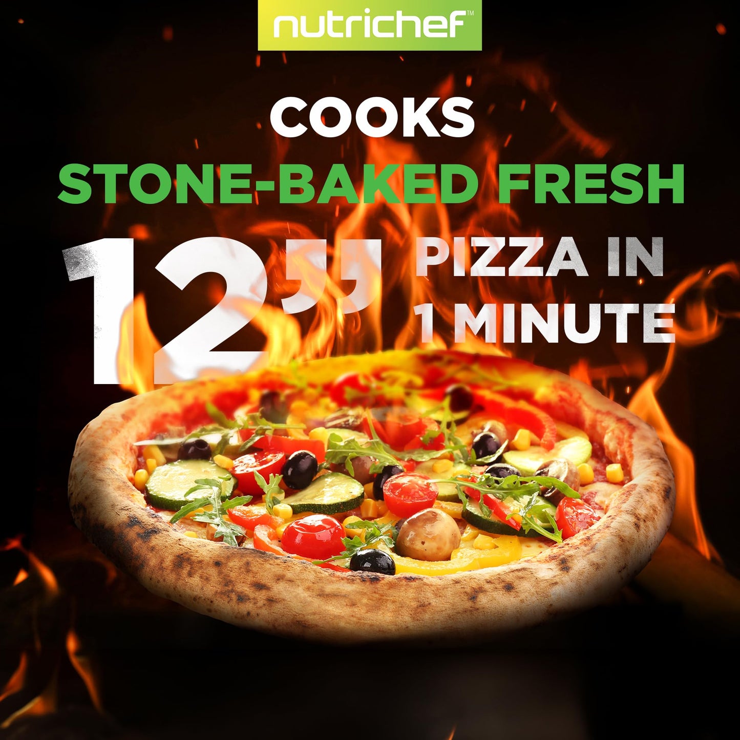 NutriChef Portable Outdoor Gas Pizza Oven - Unique Design, Easy Bake Oven with Pizza Stone, Foldable Feet, One-Touch Gas Ignition, Adjustable Heat Control, Stainless Steel, 932°F Max
