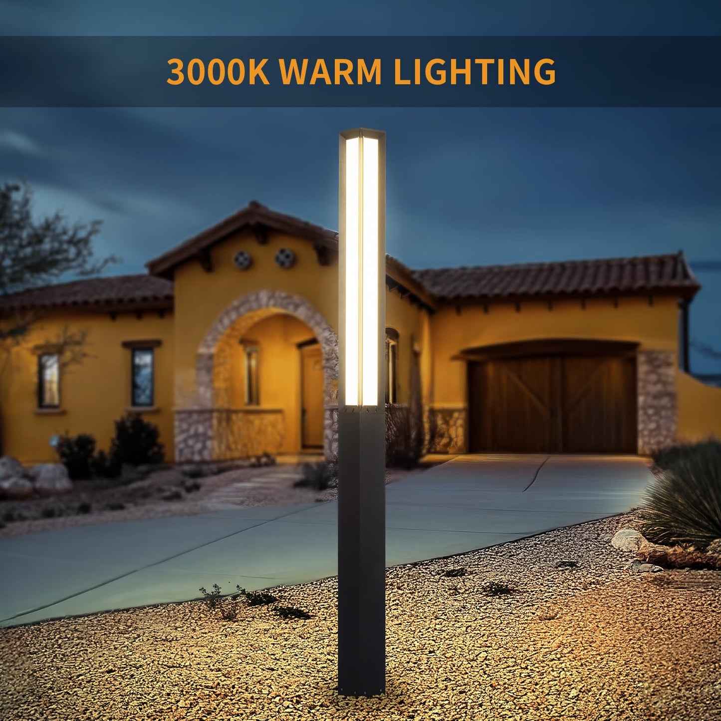 Linkmoon Landscape Path Light, 92" Modern Outdoor LED Luxury Bollard Lighting with IP65 Waterproof for Lawn Courtyard Driveway Pathway Decoration