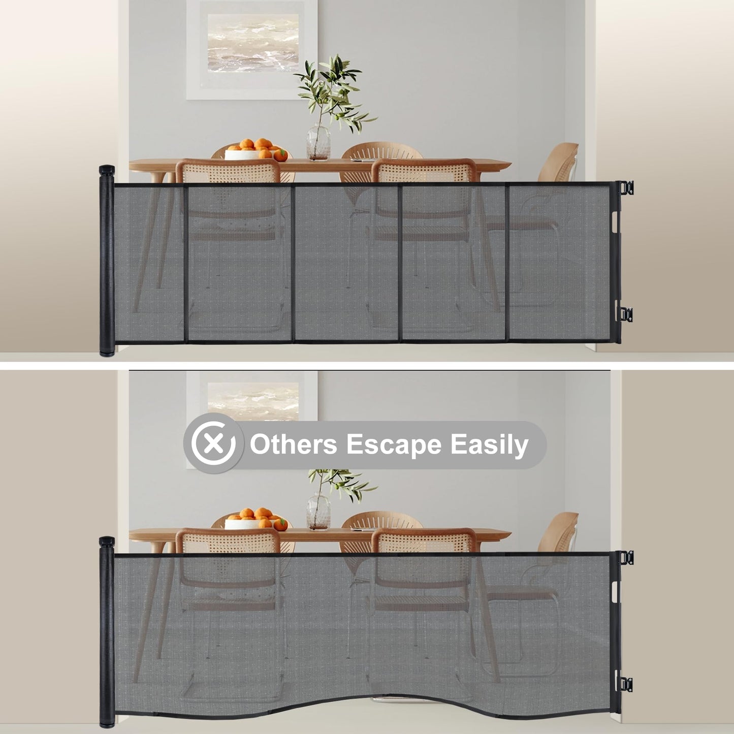 Colbabe 200 inches Extra Wide Retractable Baby Gate, 41.5 inches Tall Mesh Safety Gate for Oversized Openings, Living Rooms, Patios, Child & Pet Barrier for Indoor Outdoor Use, Black