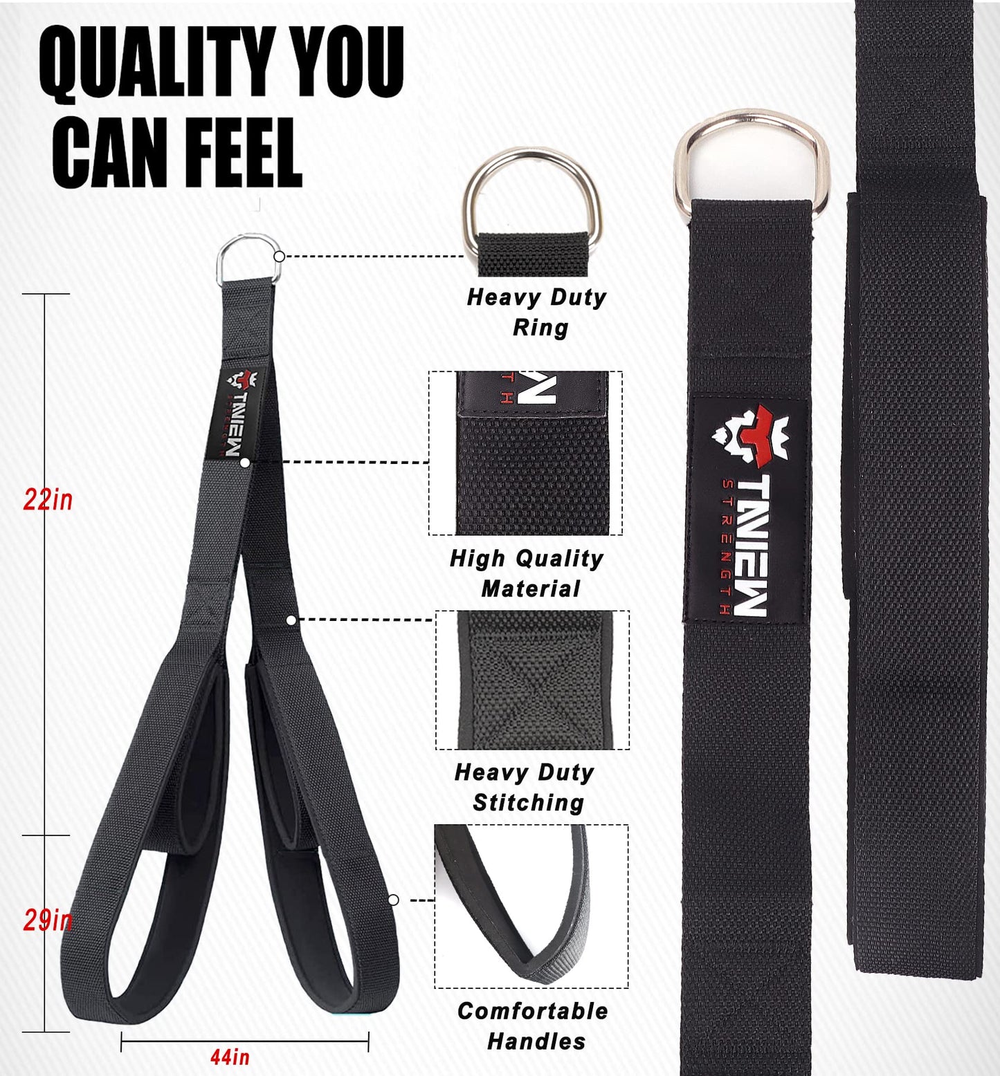 TAVIEW Tricep Rope Cable Attachment (Two Lengths Built in One) Greater Range of Motion,Tricep Pull Down Rope Extension Straps Cable Crossover Accessories