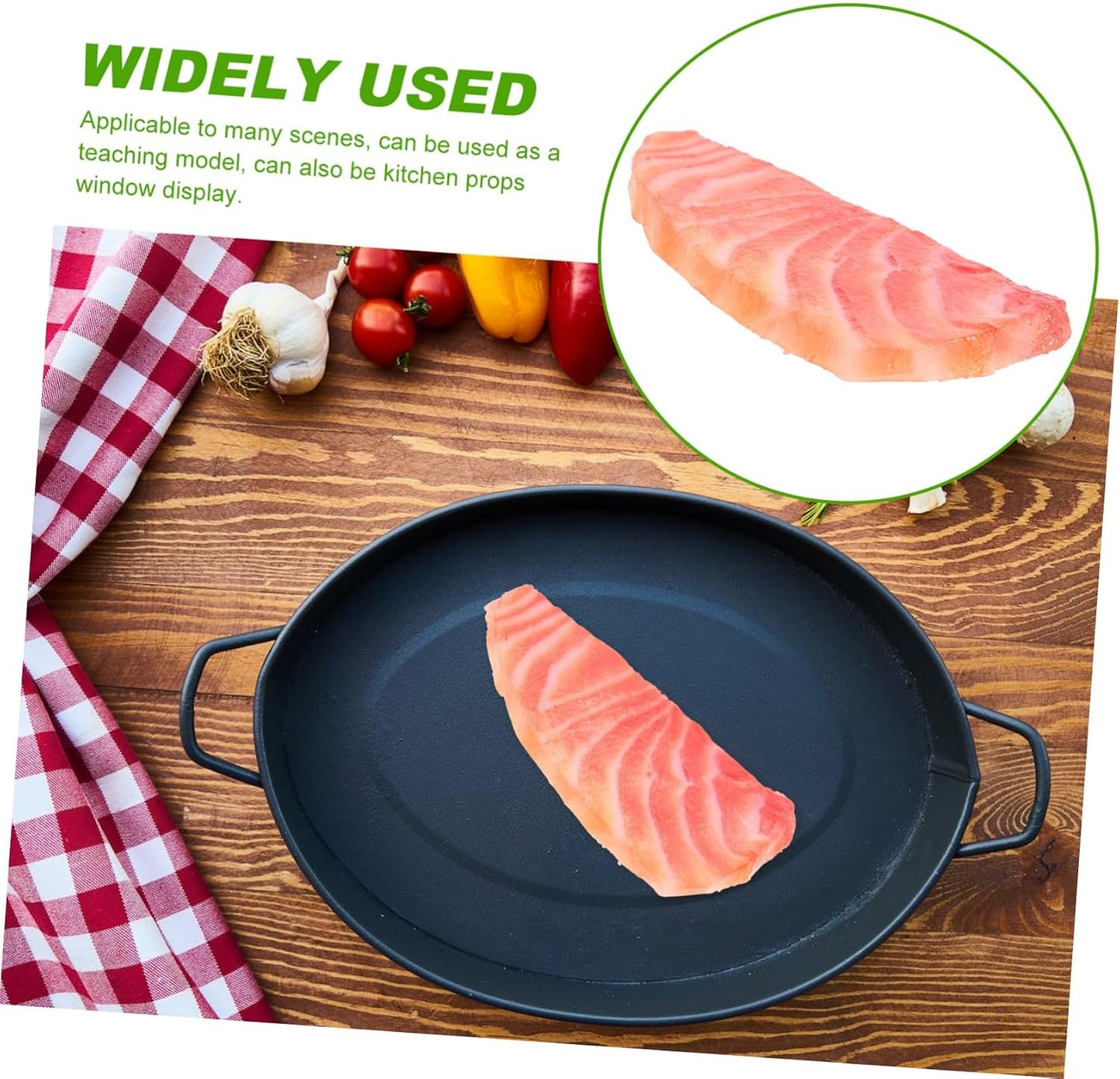 KOMBIUDA Simulated Salmon Slice Fake Food Model Lifelike Salmon Prop for Kitchen Decoration Restaurant Display