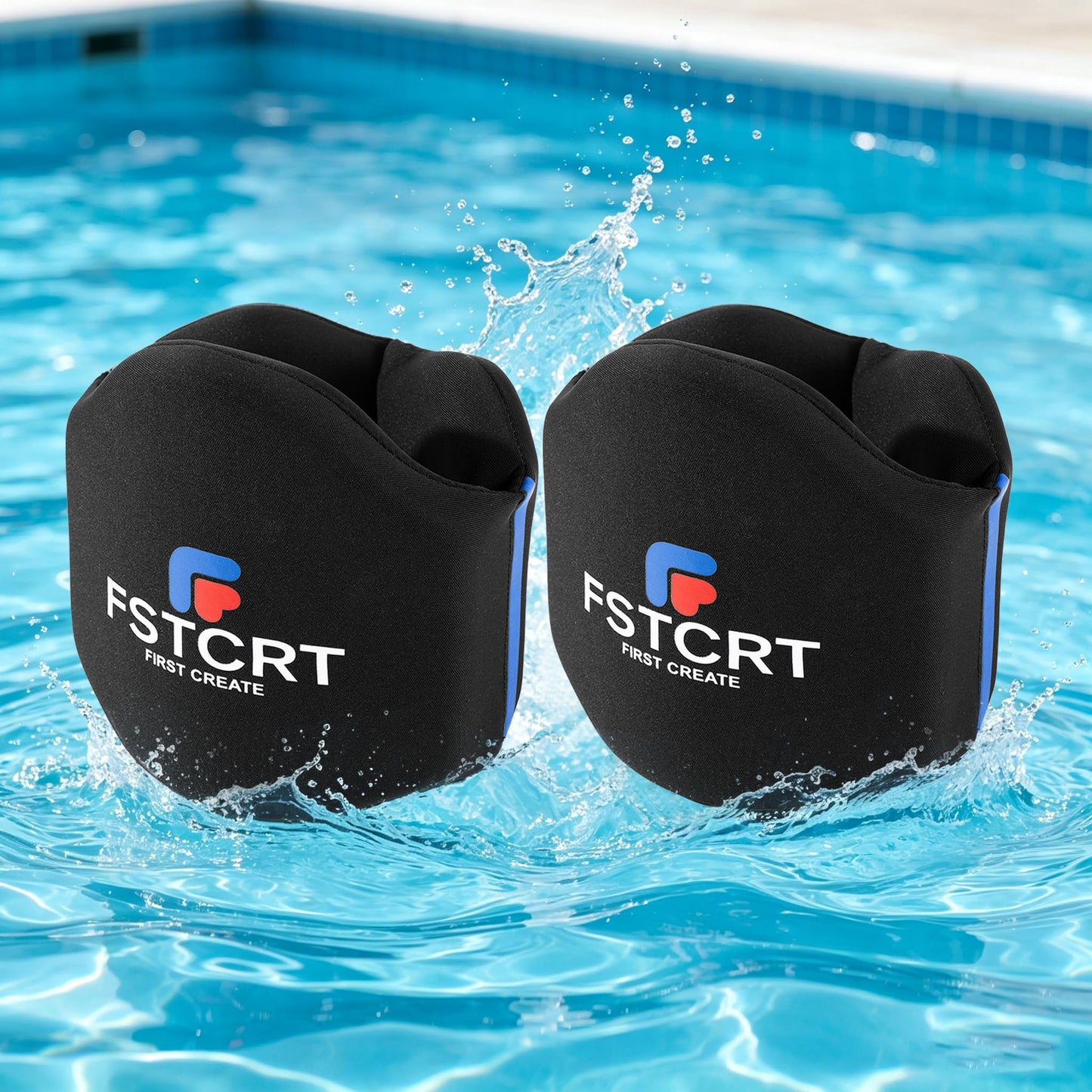 Fstcrt 2 Pcs Foam Aquatic Cuffs Exercise Equipment, Water Aerobics Float Ring with Adjustable Webbing, Pool Exercise Workout Set, Water Ankle Ring for Adults