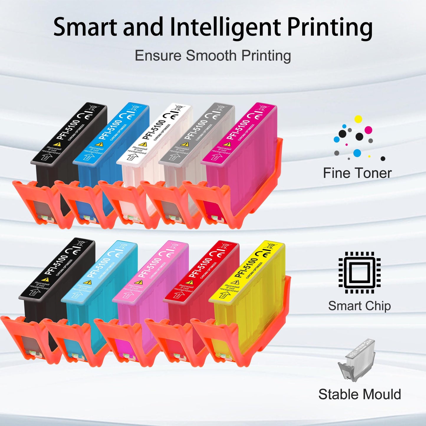 Newhorbo PFI5100 Ink Cartridge Replacement for Canon imagePROGRAF PRO310 Printer (MBK, PBK, C, M, Y, R, GY, PC, PM, CO 10-Pack)