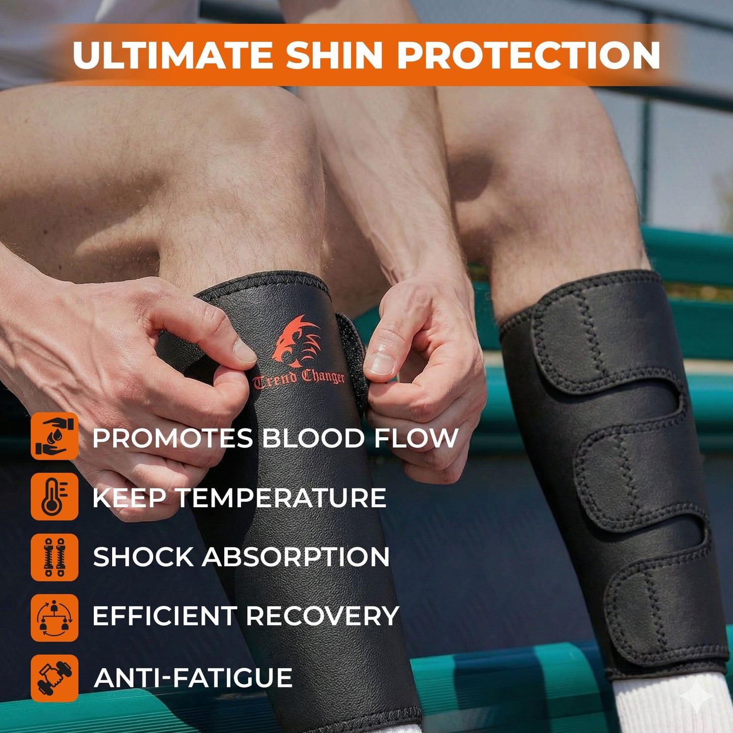 Trend Changer 5mm Weightlifting Shin Guards & Calf Support Brace – Adult Shin Guard with Neoprene Padding for Deadlifts, CrossFit, Rope Climbs and Box Jumps – Adjustable Compression Fit for Men & Women