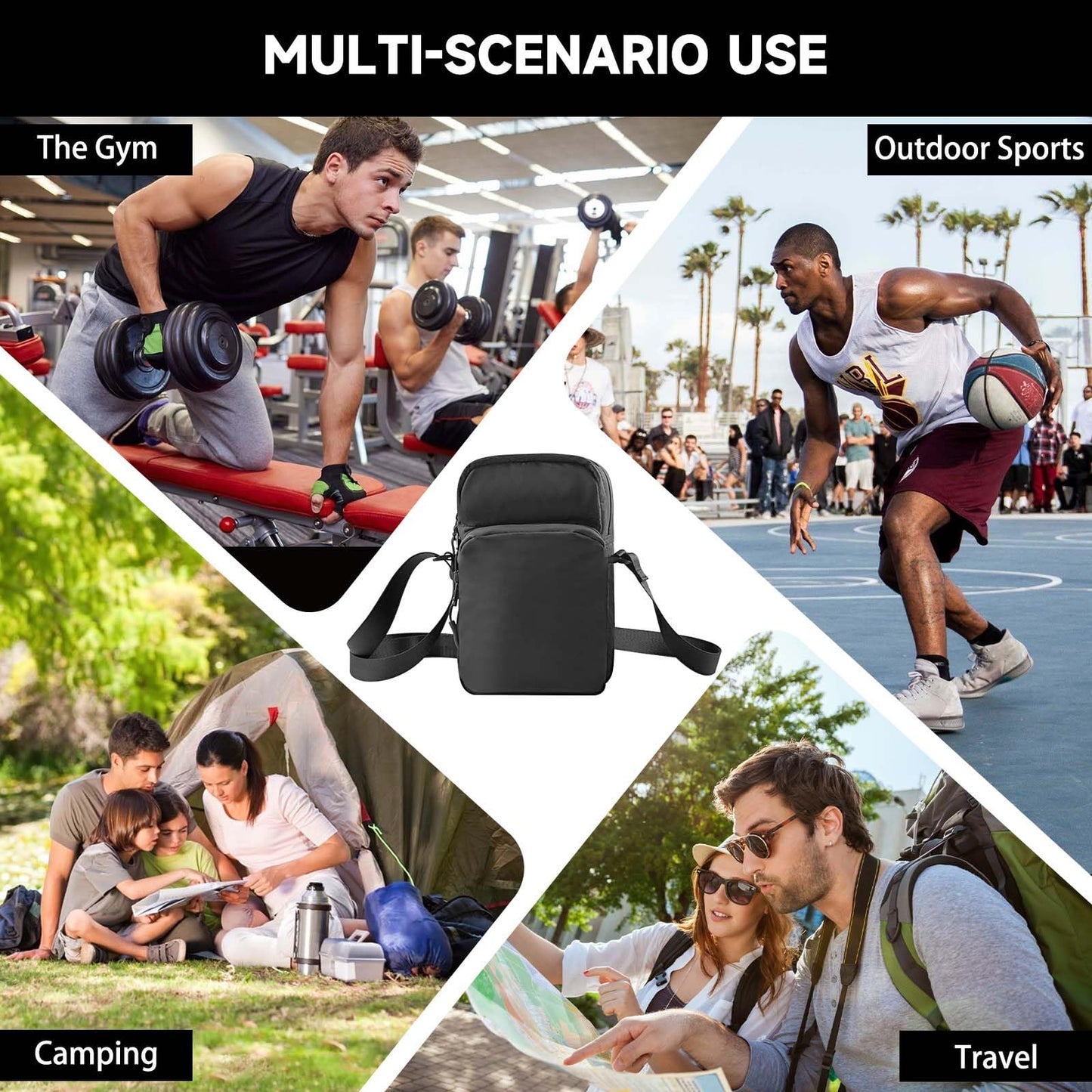 MBYLOEBA, Magnetic Gym Bag, Magnetic Golf Pouch, Small Gym Bag for Men, Gym Accessories for Men, Large Capacity with Secure Magnets, Gym Workout, Travel Bag, Black