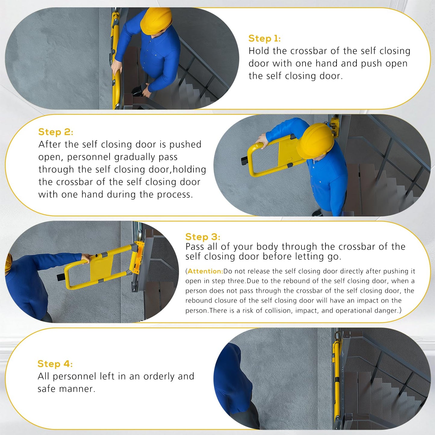 Blulu Industrial Swing Gate Universal Spring-Loaded Safety Swing Gate 16" to 26" Wide Self-Closing Safety Powder Coated High-Visibility Yellow