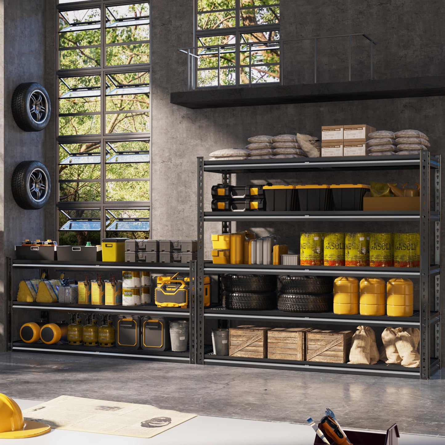 VDEVY 48" W Garage Shelving Heavy Duty,5-Tier Storage Shelves,3030LBS Adjustable Metal Shelving Units for Basement, Kitchen,Commercial,Warehouse,Pantry, 48" W x 72" H x 24" D