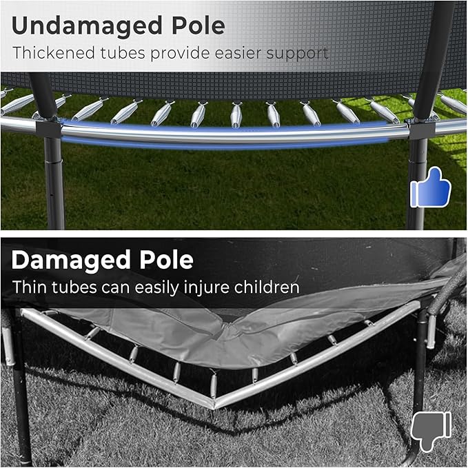 12 14 15 16FT Outdoor Trampolines for Kids and Adults, Pumpkin Trampolin with Curved Poles, Recreational Trampolin with Basketball Hoop and Safety Enclosure Net for Kids and Adults