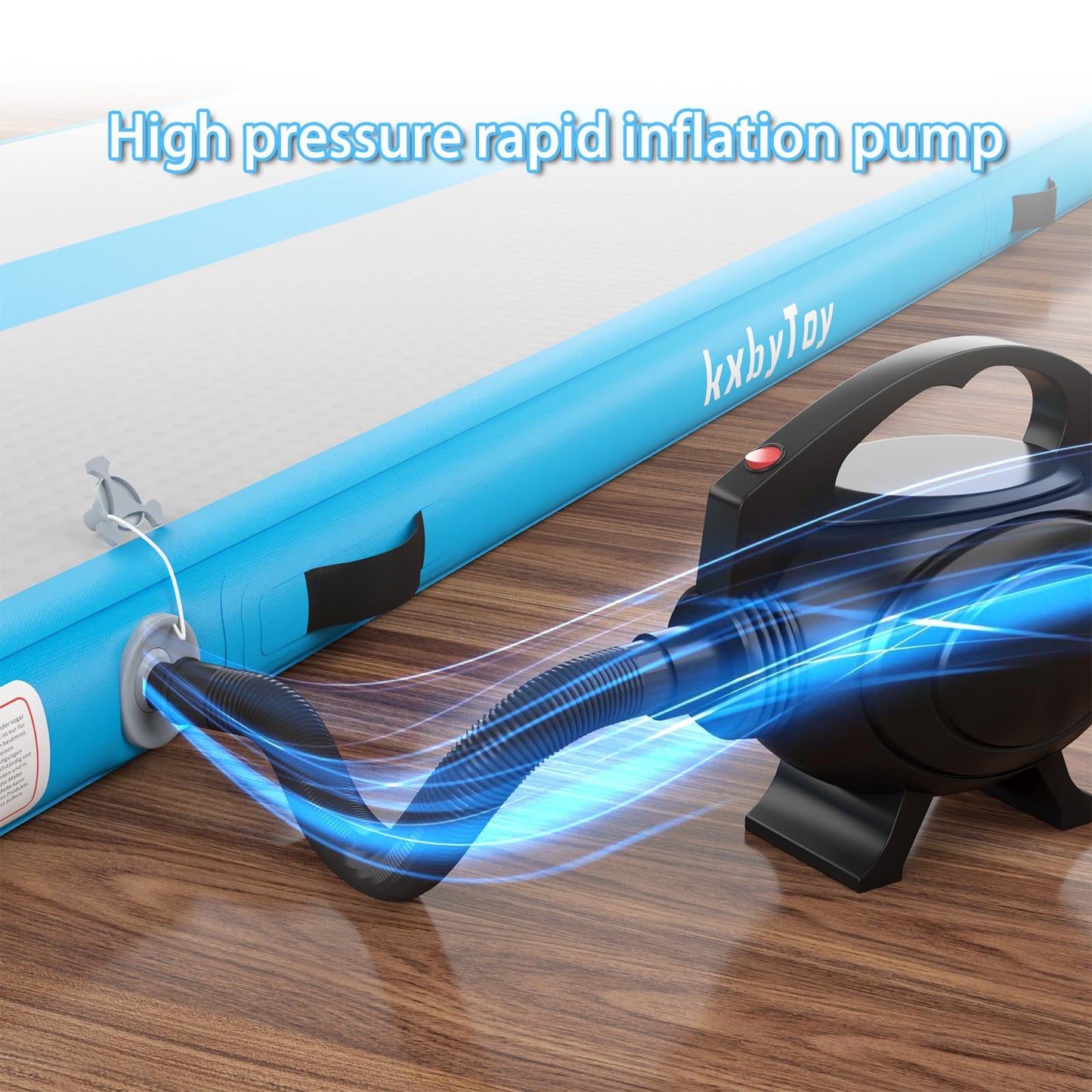 kxbyToy Air Mat Tumble Track 4 inches Thickness Inflatable Gymnastics Mat for Home Use/Training/Cheerleading/Yoga 10/13/16/20ft with Electric Air Pump