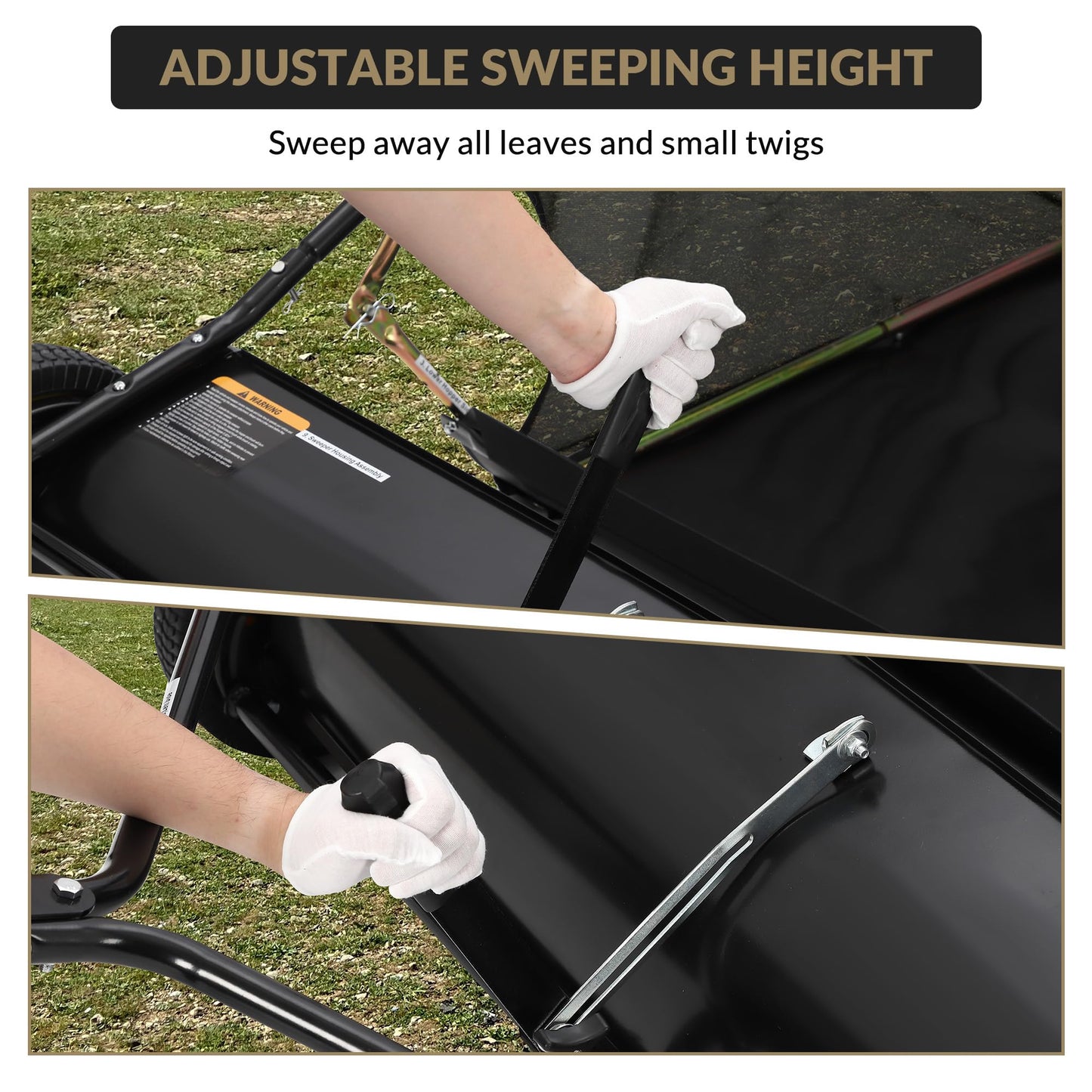 Tow Behind Lawn Sweeper 50" Wide, 26 Cu.Ft Large Hopper Yard Sweeper, Pull Behind Leaf Collector with Adjustable Sweeping Height, Universal Fit for Lawn Tractor & Debris Cleanup
