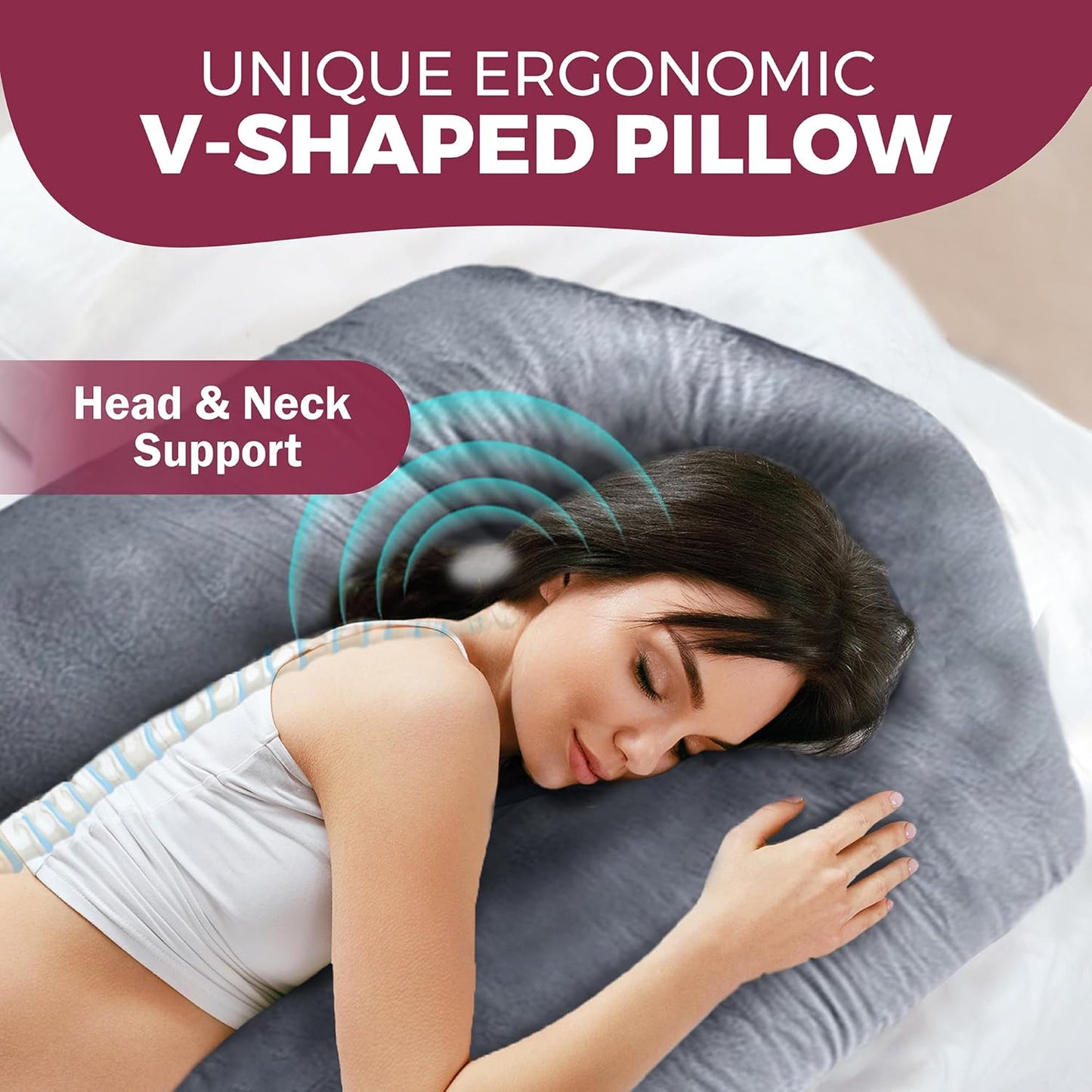 PILLANI Pregnancy Pillow - 57-Inch Maternity Support for Back, Belly, Neck & Hips | Removable Washable Cover