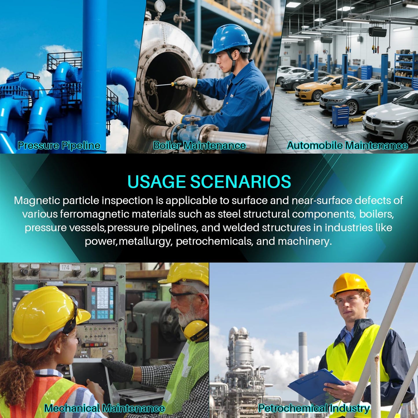 CHENNTAI Portable Magnetic Particle Flaw Detector, Steel Weld Magnetic Particle Inspection for Confined Spaces and Industrial Use