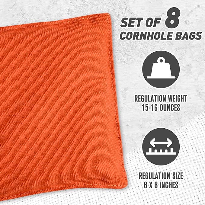 Cornhole Bags Set of 8 Regulation Corn Hole Bean Bags for Cornhole Game, Professional Weather Resistant Corn Hole Bags with Tote Bag