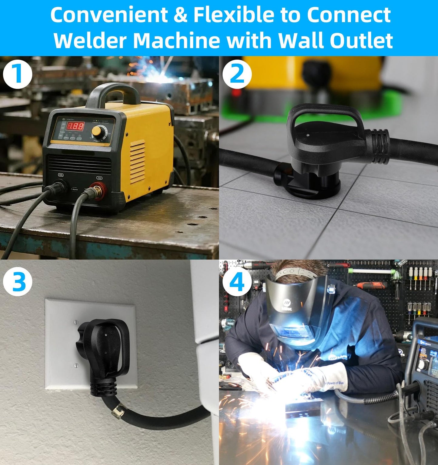 6/3 Welder Extension Cord 50 Amp SOOW Weld Cord 6 AWG Power Cable,250V NEMA 6-50 Heavy Duty Welding Cable 6 Gauge Power Extension Cord for Welding Machine MIG/TIG/Stick,Plasma Cutter,Car Charger-50ft