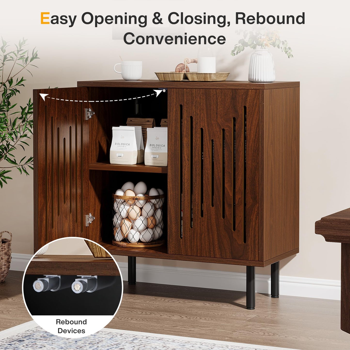 Tribesigns Set of 2 Sideboard Buffet with Storage, 59" Buffet Sideboard Cabinet with Adjustable Shelves, Accent Storage Cabinet for Living Room, Dark Brown