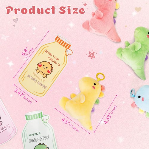 Agekub 24 Packs Valentines Day Gifts for Kids，Plush Toys Keychains with Valentine Gifts Cards for Boys Girls Toddlers Friends Classroom School Exchange Party Favors