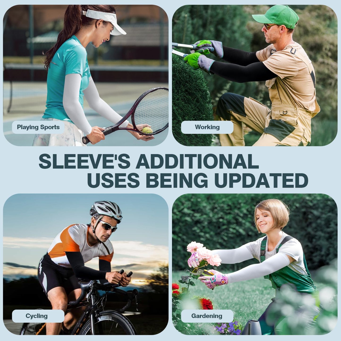 Rescoto 2 Pairs UV Protection Cooling Arm Sleeves Compression Sun Sleeves for Men Women Youth, Tattoo Cover Up, UPF 50