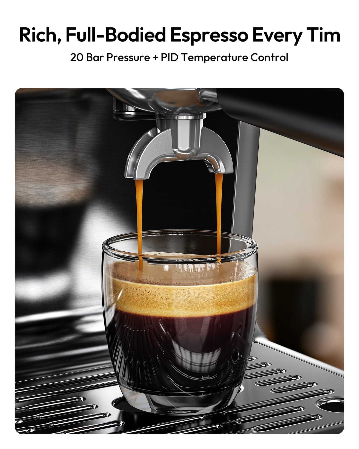 EUHOMY Espresso Machine with Grinder, 20 Bar Coffee Maker with Milk Frother Steam Wand, Professional Expresso Coffee Machines with Removable Water Tank, Latte & Cappuccino Machine for Home Barista