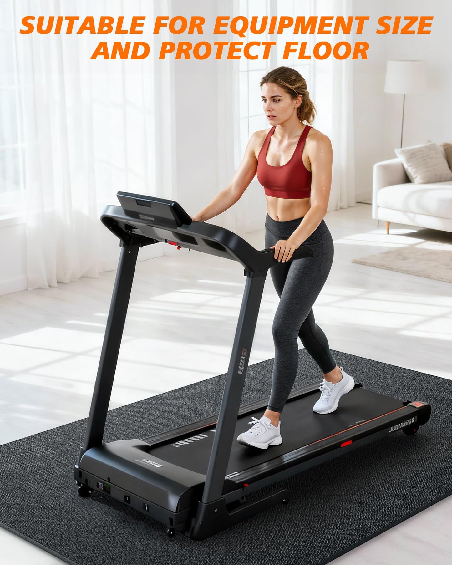 Rendpas Large Exercise Mat for Home Gym, 6'x4'/7'x5'/10'x6' (8mm) Extra Thick Workout Mat, High-Density PVC, Non-Slip, Shock Absorption for Cardio, Weights & Jump Rope