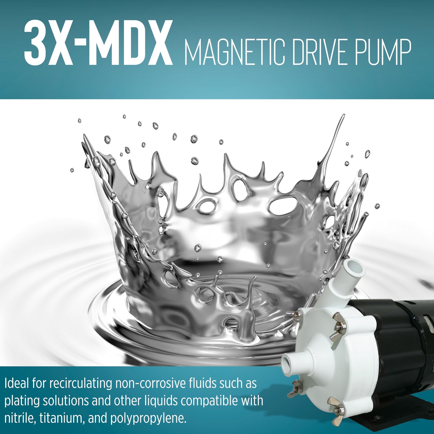 Little Giant 3X-MDX 115-Volt, 1/50 HP, 348 GPH Magnetic Drive Mildly Corrosive Chemical Transfer Pump, 6-Foot Power Cord, Black/White, 581030