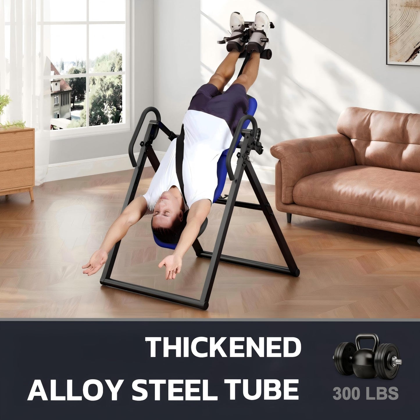 YOLEO ITX320 Inversion Table for Back Pain 2026 Foldable Inversion Table w/Removable Lumbar Pad, Reversible Ankle Holders, Easy Assembly