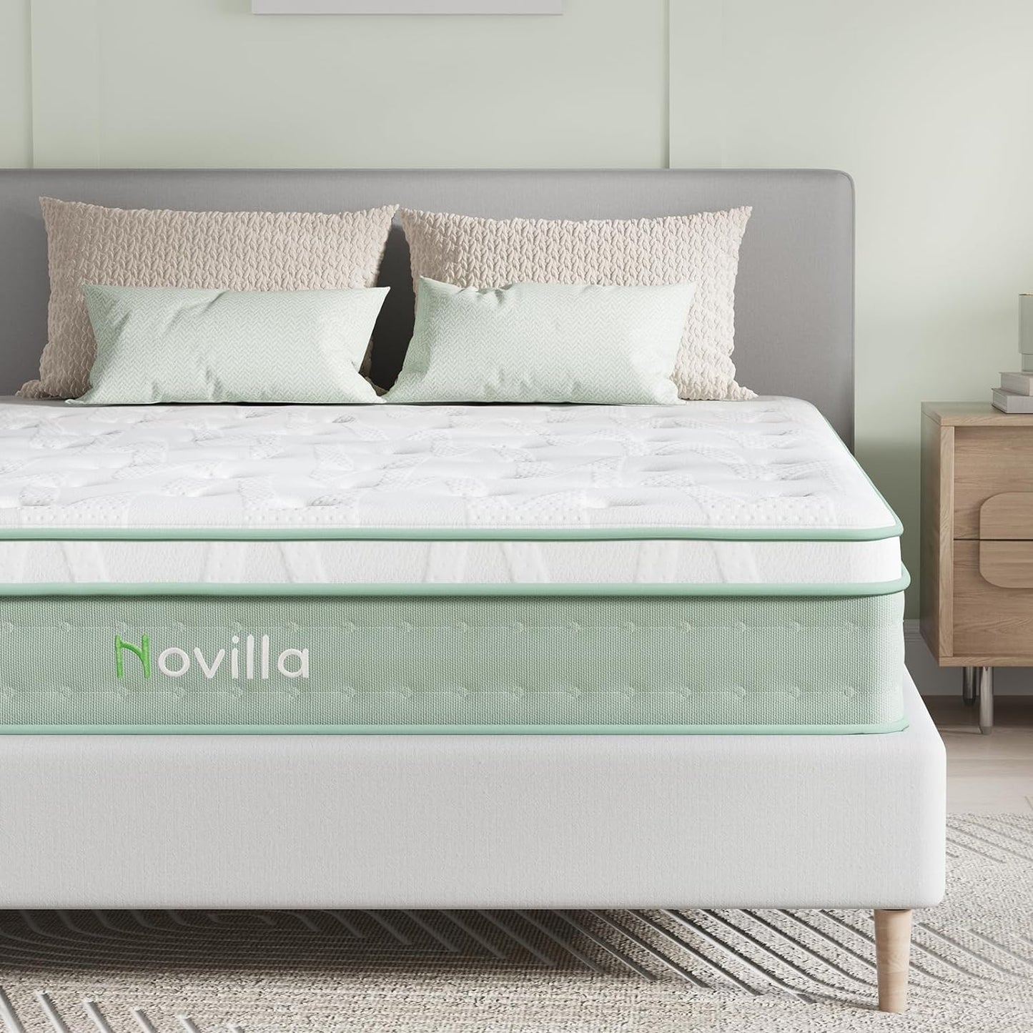 Novilla Queen Mattress - 12 Inch Hybrid Gel Memory Foam with Pocket Springs for Peaceful Sleep | Queen Size