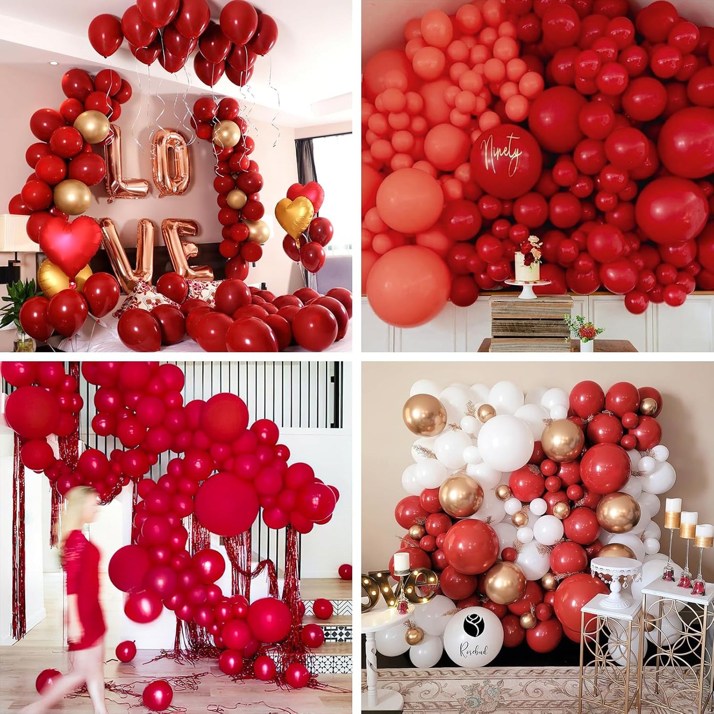 PartyWoo Maroon Balloons - 100 Pcs Dark Red Burgundy Arch Kit | Various Sizes for Graduation & Weddings