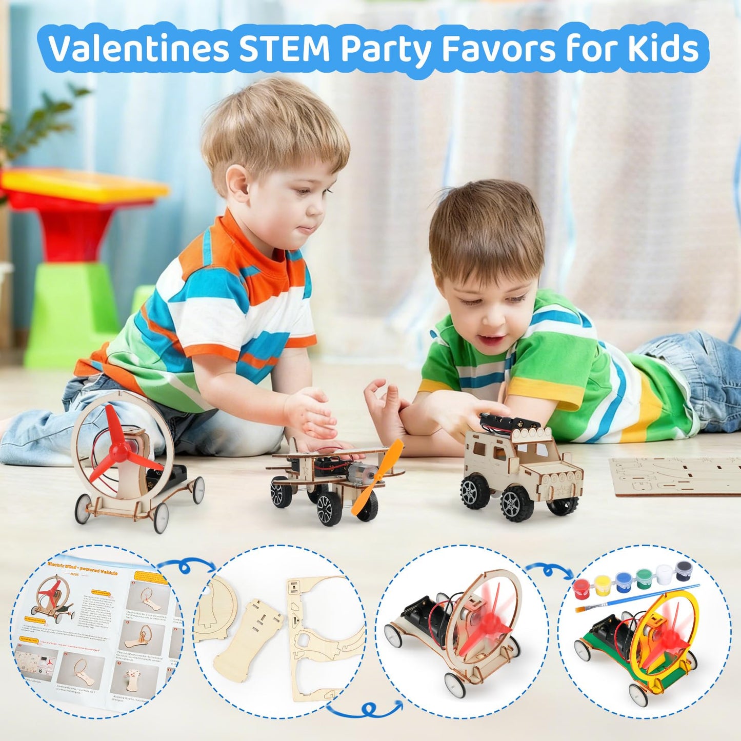 Valentines Day Gifts for Kids - 24 Pack DIY Science Craft Kits with Valentines Cards - STEM Projects Educational Toys for Boys Girls Age 6-12 Classroom Exchange School Activities Party Favors