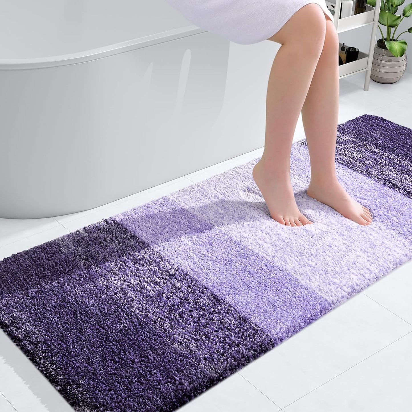 OLANLY Large Bathroom Rug Mat - Extra Soft Microfiber, Quick Dry, Machine Washable | Violet 50x30