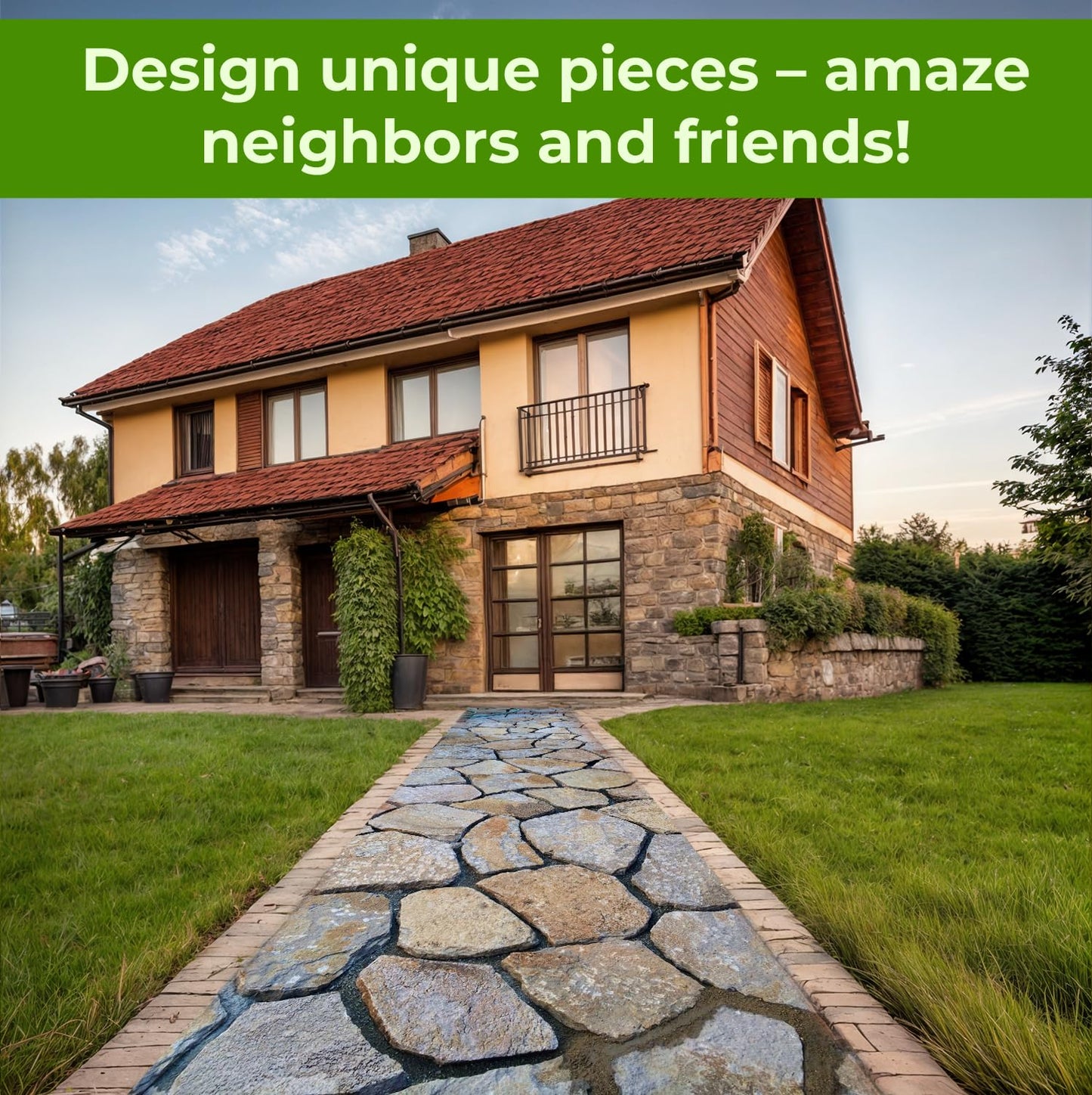 Betonex 6 pcs Flagstone Molds ABS 2mm Cement Mold - Paver Mold Reusable - Casting Pathmaker Garden Pathmate Pavement Precast Concrete Molds and Forms Walkway