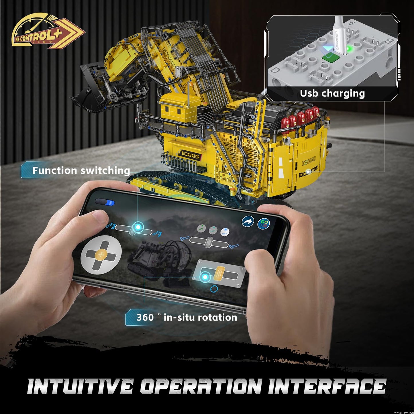 Mould King 17070 RC Excavator Building Set for Adults, 4767 Pieces Truck Construction Vehicle Model, APP Remote Control Truck with Engines, STEM Engineering Toys