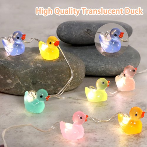 FLAVCHARM Mini Ducks String Lights USB Plug-in or Battery Operated Remote Timer 10ft 40LEDs Tiny Fairy Light for DIY Dollhouse Decor Micro Landscape Aquarium Craft Charms Birthday Gift Party Favor