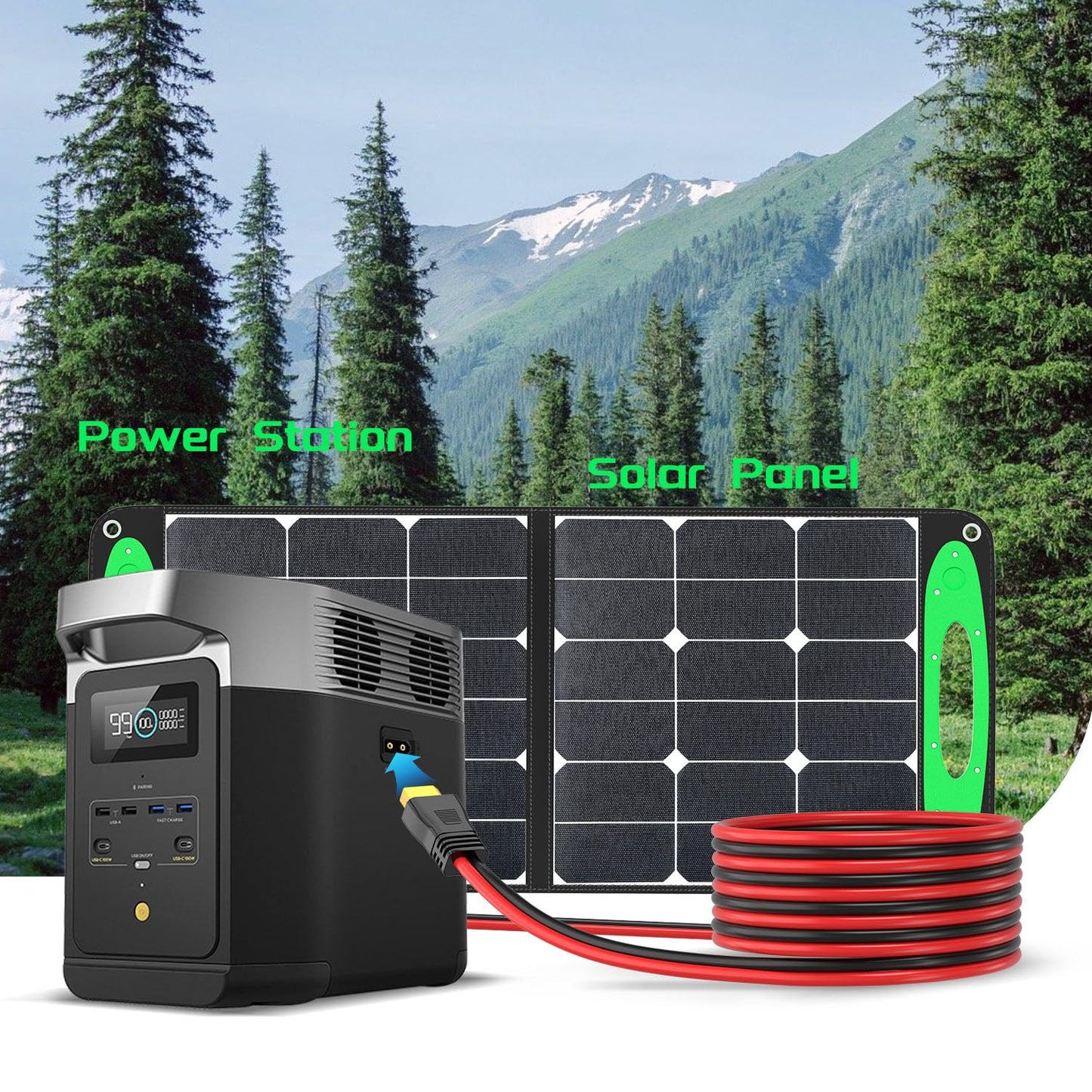 Bateria Power Solar Panel Cable for Ecoflow Anker SOLIX 12AWG 100FT XT60 Solar Cable, XT60 Extension Charge Extension Cable Compatible with EcoFlow, Anker, BLUETTI & Generator