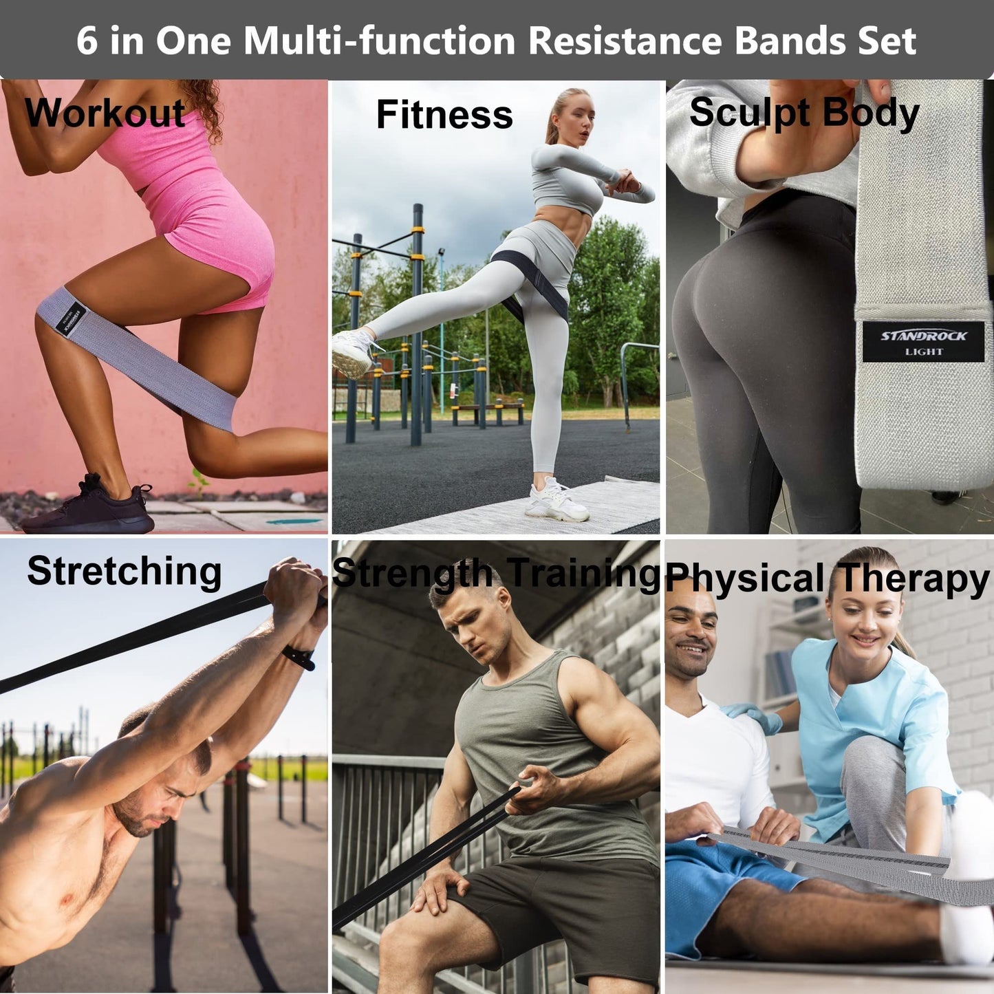 STANDROCK Fabric Resistance Bands for Working Out, 3 and 4 Levels Booty Bands Long Resistance Bands for Women and Men | Elastic Bands for Exercise Bands Resistance Workout Bands Resistance
