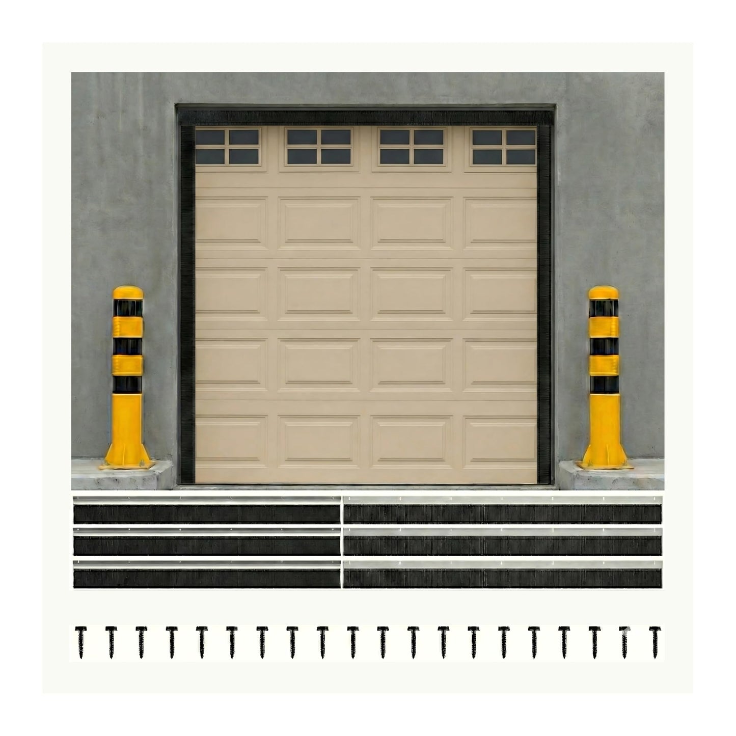 Garage Brush Seal Kit for Roll up Door 8 X 8Ft, Weather Stripping Garage Door Seal Top and Sides -Heavy Duty Nylon Brush with Aluminum Track, Insulation Door Kit for Corrugated,Sectional, Commercial
