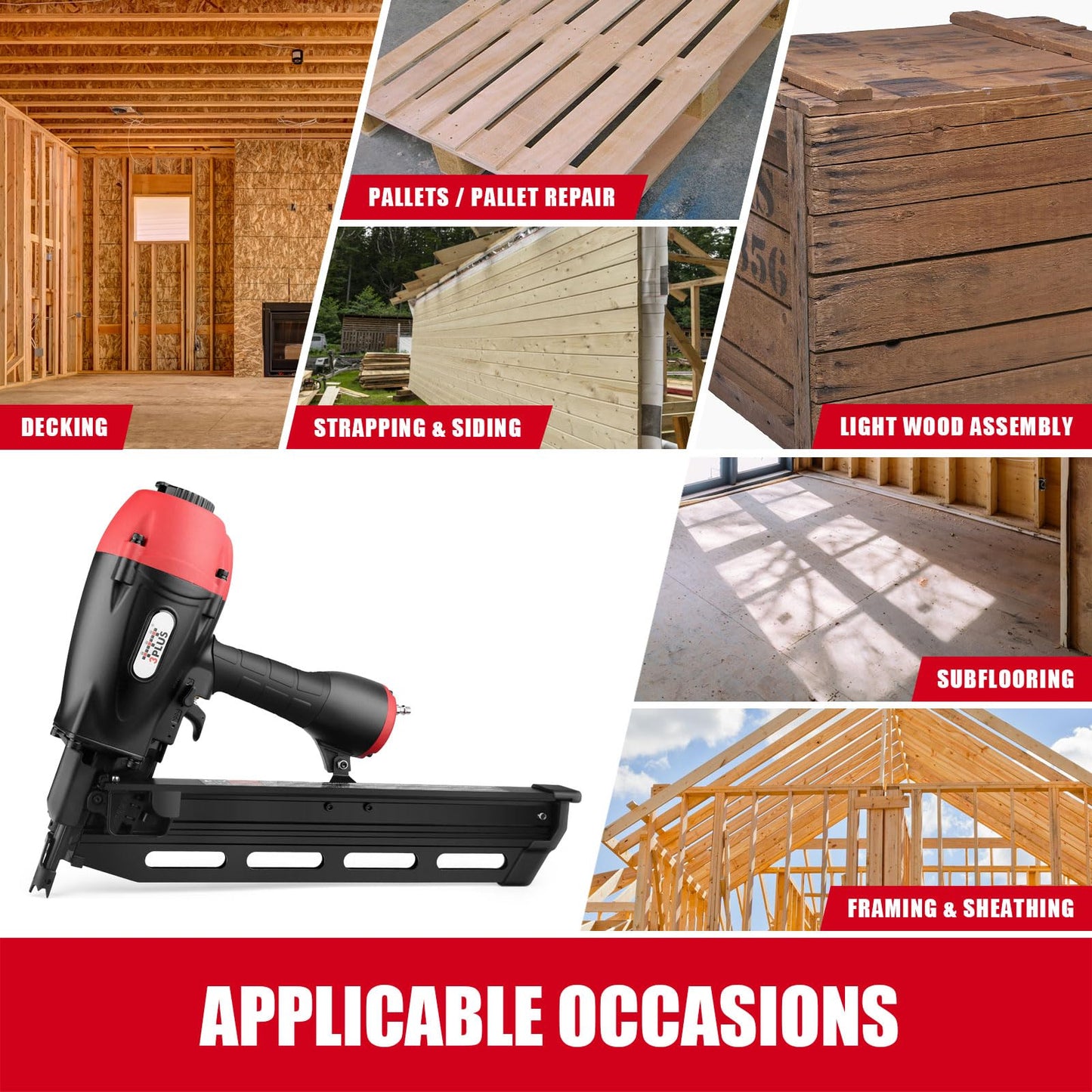 3PLUS H2190SP 21 Degree Full Round Head Framing Nailer