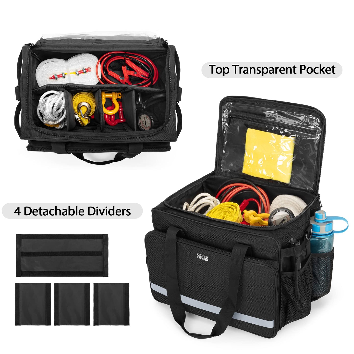samdew Large Recovery Gear Bag, Recovery Equipment Bag for Offroad Gear Kit, Recovery Gear Box for Tire Repair Tools, Bag for Tow Straps, Shackles & Towing Accessories for Vehicle or Trucks, Bag Only